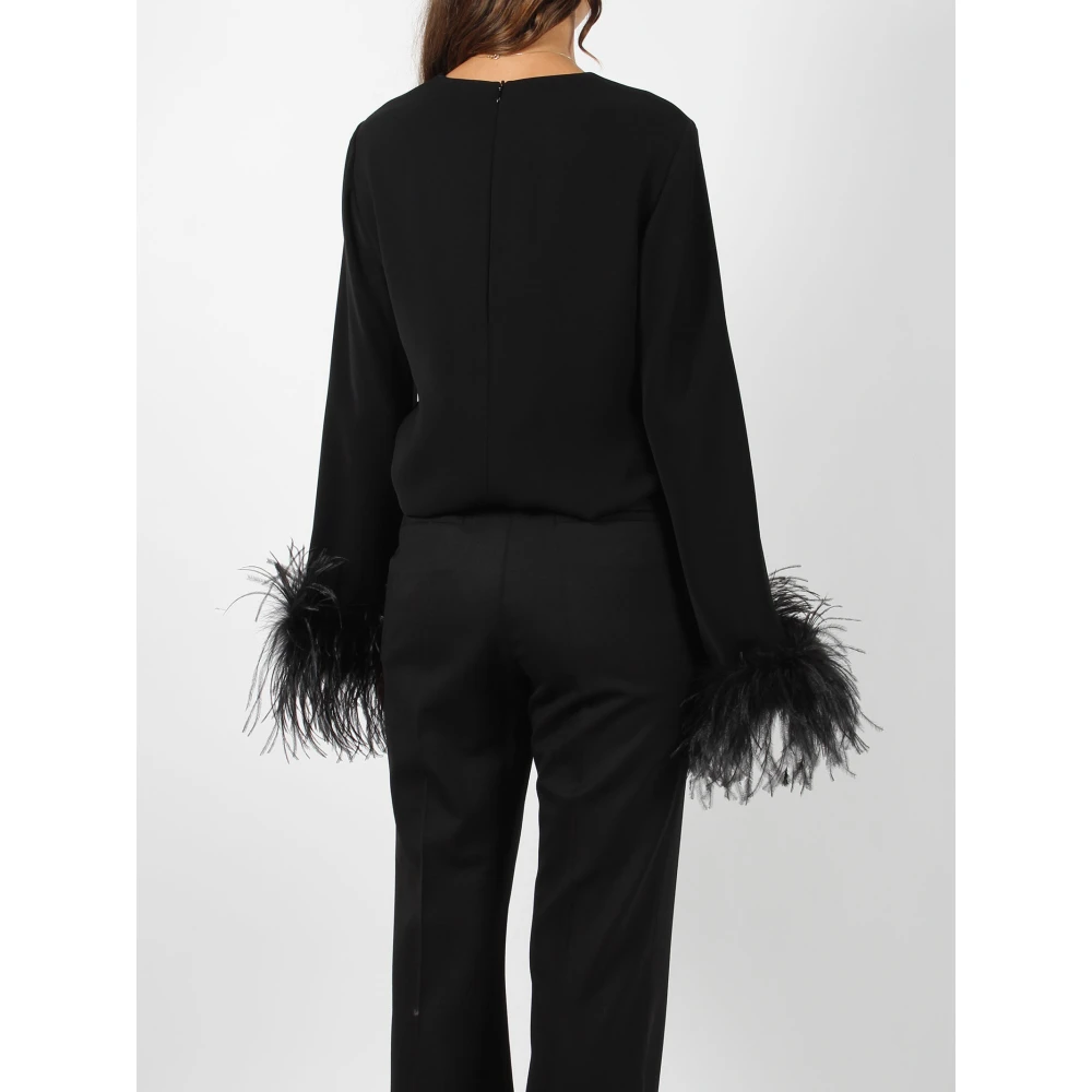 P.a.r.o.s.h. Veren Poker Blouse met Drop Halslijn Black Dames