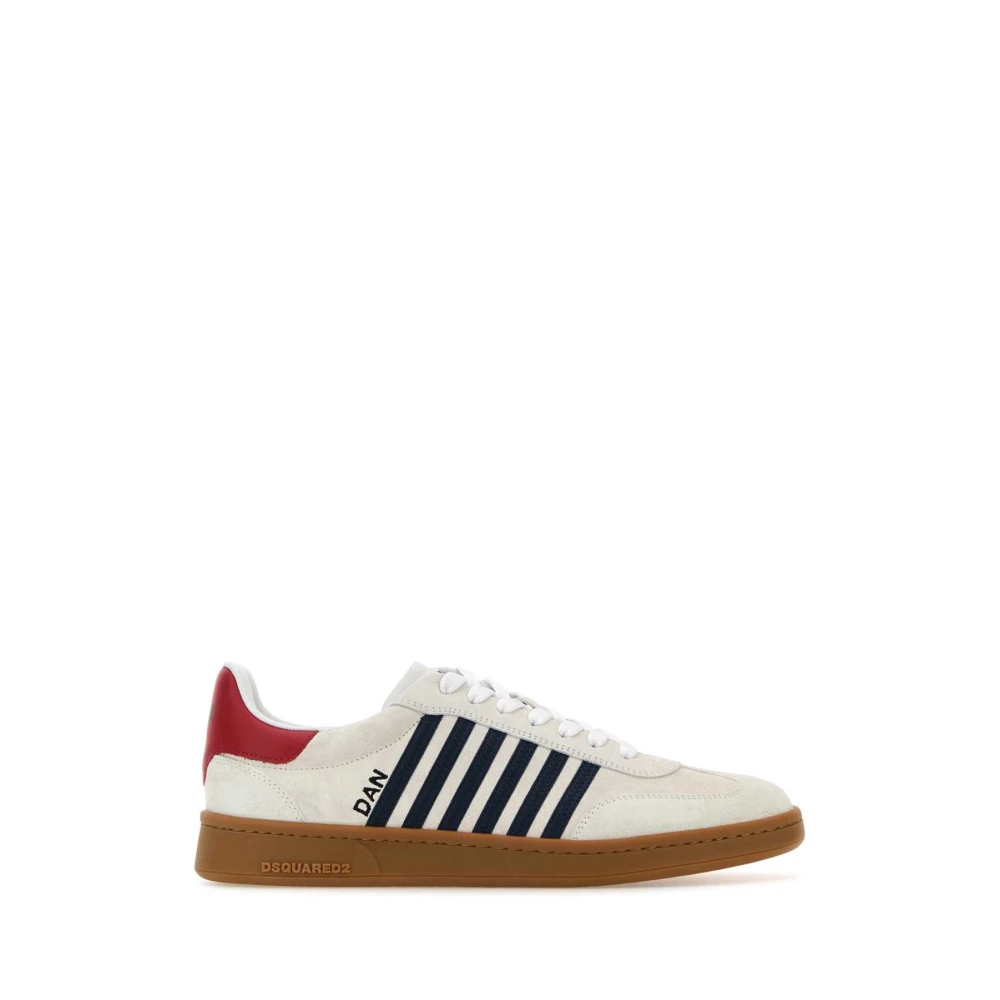 Dsquared2 Men's White Chalk Suede Boxer Sneakers