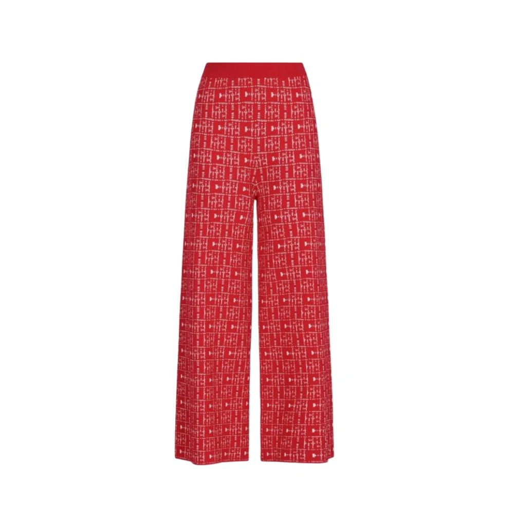 Carolina Herrera Rode Jacquard Initialen Straight Broek Red Dames