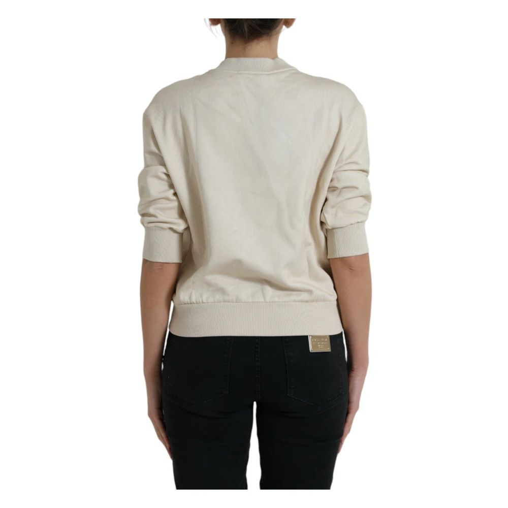 Dolce & Gabbana Jungle Print Sweater met Ronde Hals Beige Dames