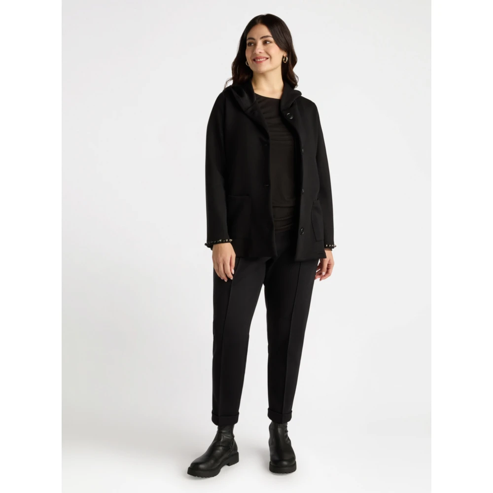 Fiorella Rubino Sweatshirt van scuba met borduurwerk Black Dames