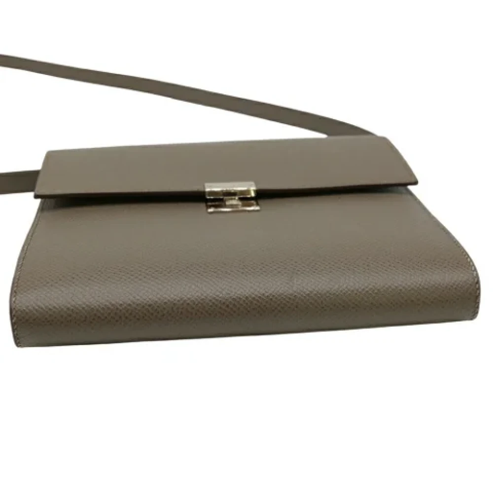 Hermès Vintage Pre-owned Leather shoulder-bags Gray Dames