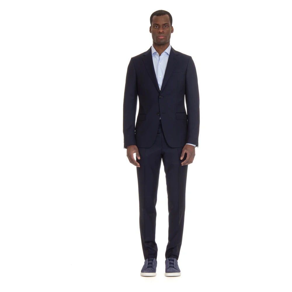 Ermenegildo Zegna Two-Button Suit IN Wool-Mohair Drop 8 Blue Heren