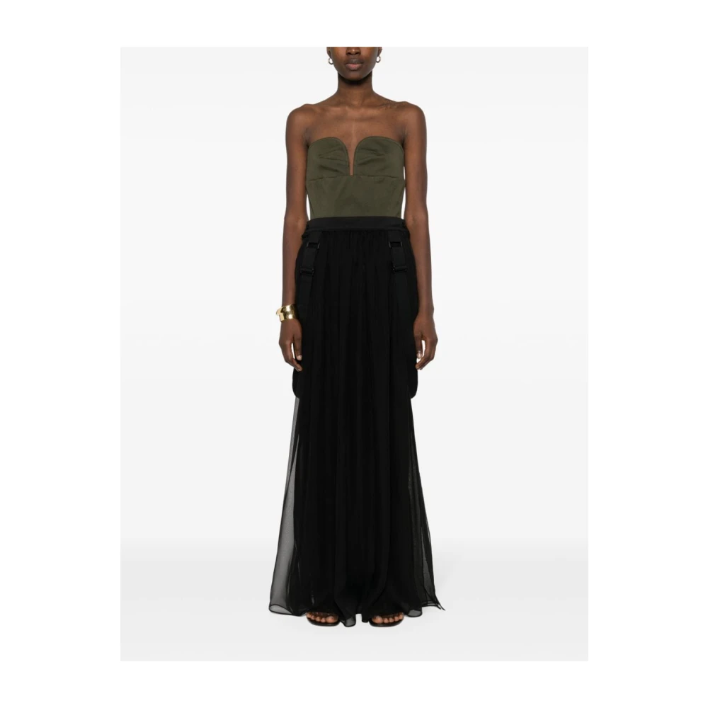 Max Mara Zwarte Chiffon Geplooide Rok Black Dames