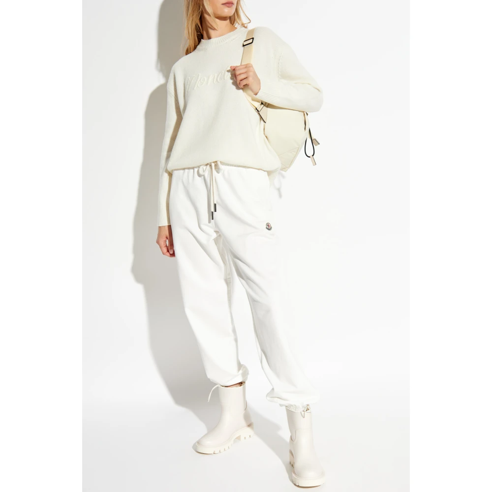 Moncler Trui met geborduurd logo Beige Dames