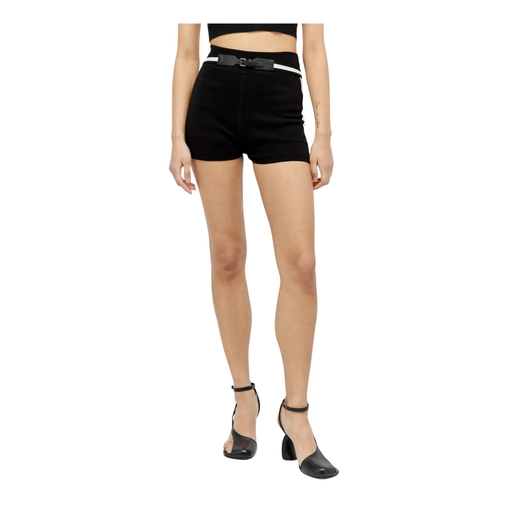 Max Mara Black Belted Knit Shorts - Female - Short Shorts - M - Shorts