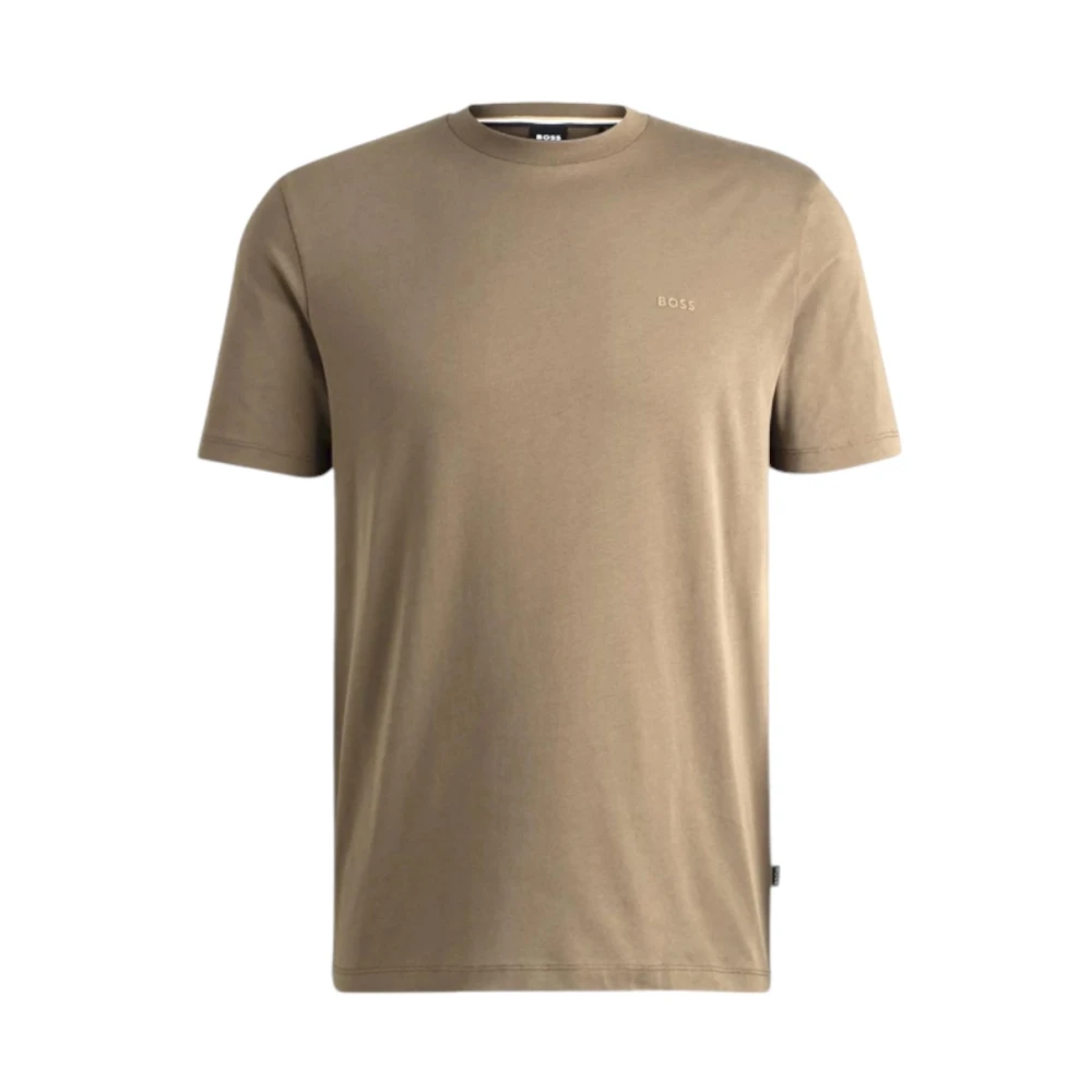 Hugo Boss Katoenen T-shirt met Rubberen Logo Thompson Beige Heren