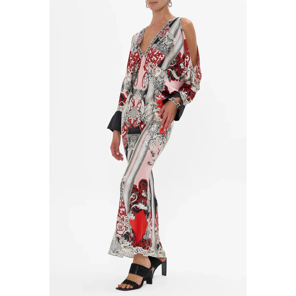 Camilla Medusa Plunge Zijden Maxi Jurk Multicolor Dames