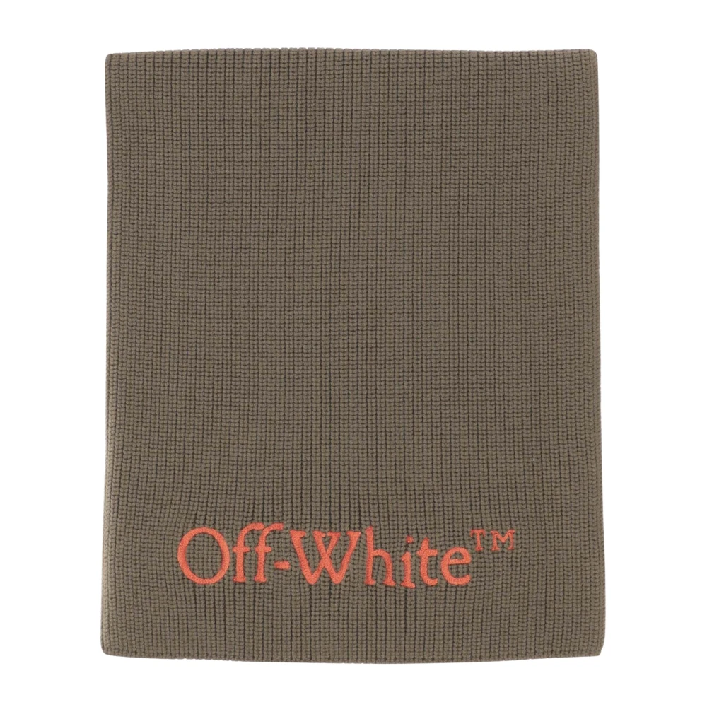 Off White Men's Green Winter Scarves, One Size, Wool Cashmere Scarf