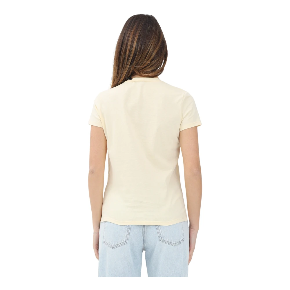 Elisabetta Franchi Gele T-shirt met korte mouwen Slim Fit Yellow Dames