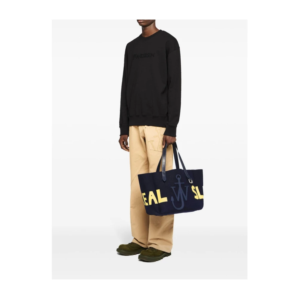 JW Anderson Zwarte Sweatshirt met Unieke Borduursels Black Heren