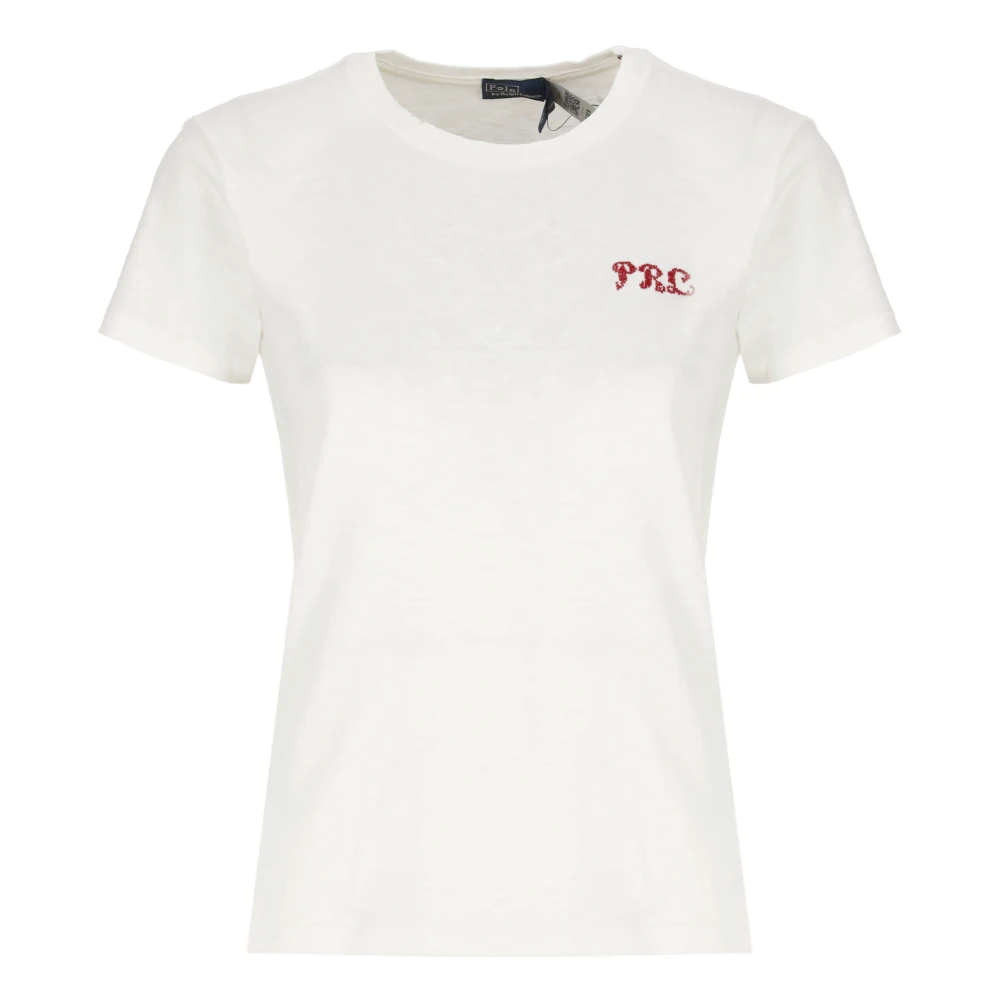 Ralph Lauren Witte Katoenen T-shirt met Borduursel White Dames