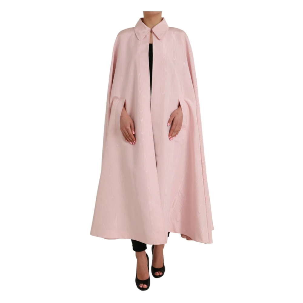 Dolce & Gabbana Roze Zijden Maxi Cape Jas Pink Dames
