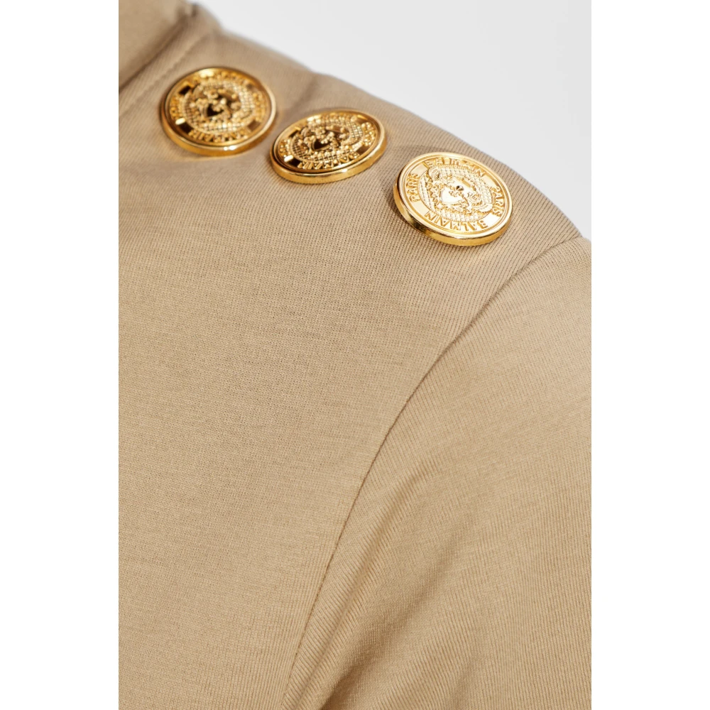 Balmain T-shirt met bedrukt logo Beige Dames
