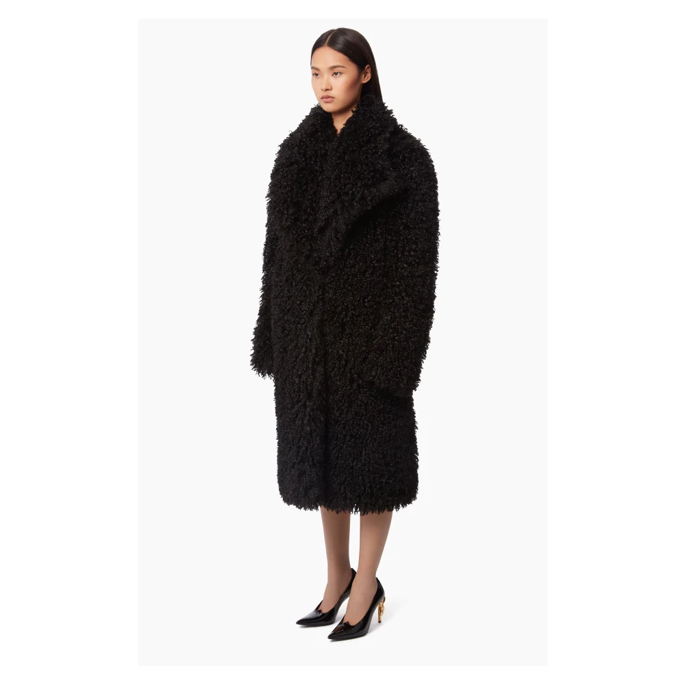 Nina Ricci Zwarte Faux Fur Oversized Coat Black Dames
