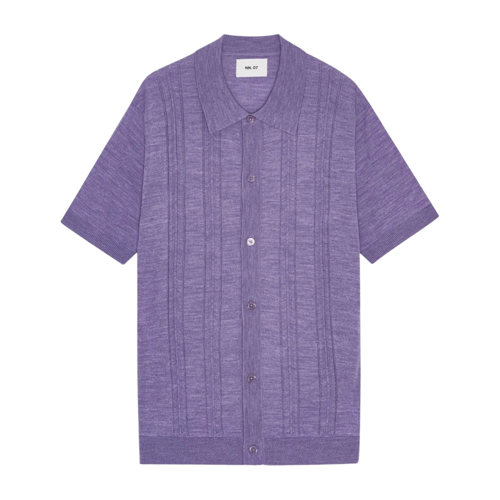 Nn07 Paarse Cardigan met All-Over Print Purple Heren