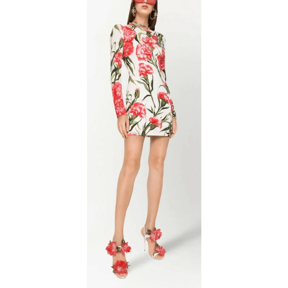 Dolce & Gabbana Bloemenprint Zijden Jurk Multicolor Dames