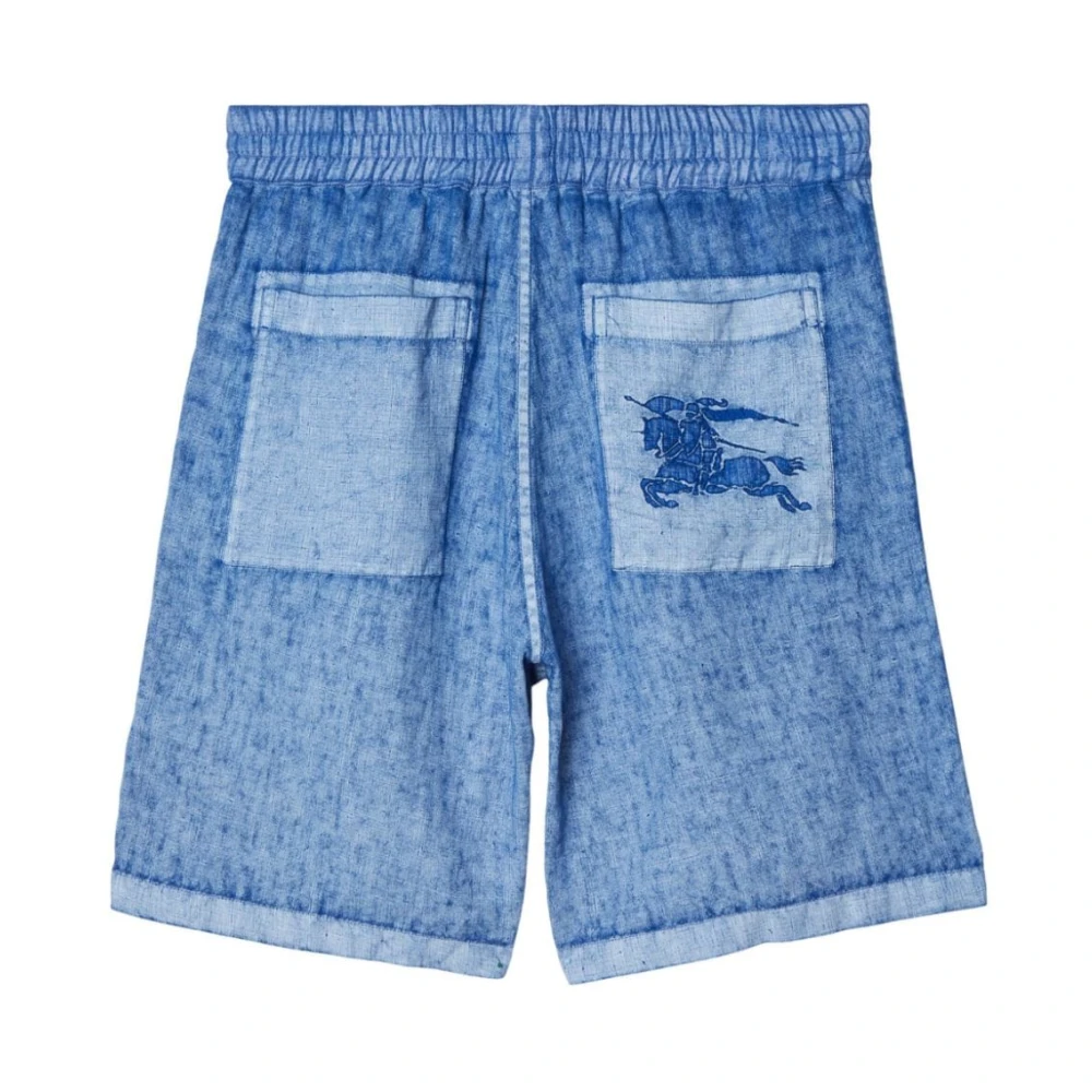 Burberry Denim Shorts met Logo Blue Heren