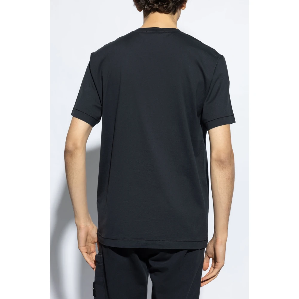 Stone Island T-shirt met logo patch Blue Heren