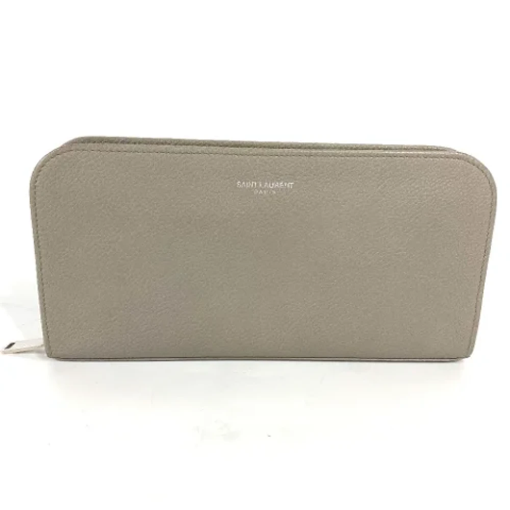 Yves Saint Laurent Vintage Pre-owned Leather wallets Gray Dames