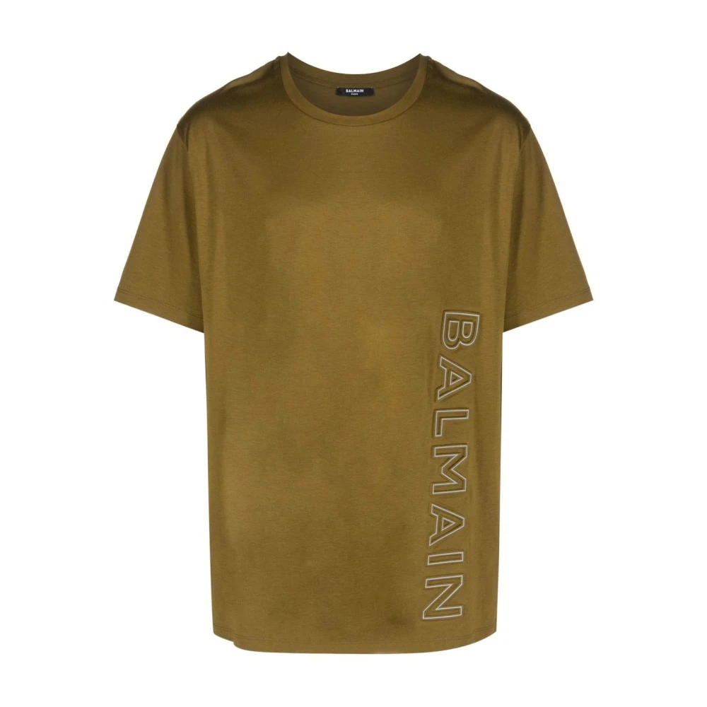 Balmain Green Embossed Short Sleeve T-Shirt - Male - T-Shirts - M - Tops