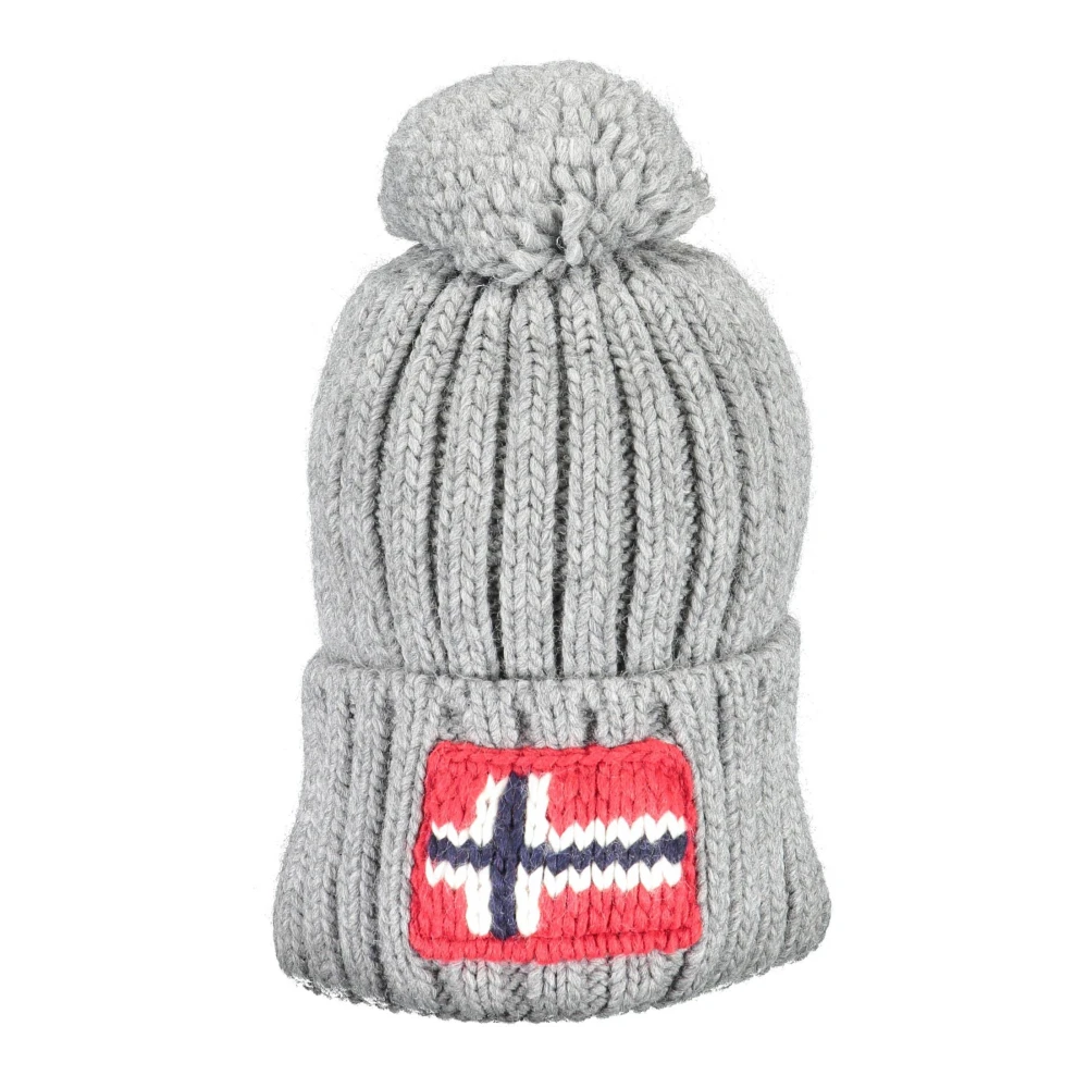 Napapijri Grå Ull Pompon Logo Mössa Gray, Herr