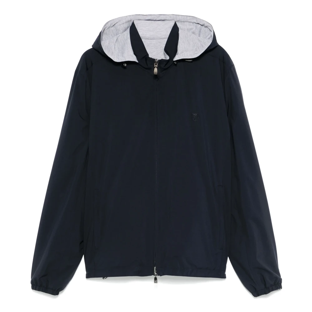 Corneliani Omkeerbare Polyester Jas met Ritssluiting Blue Heren