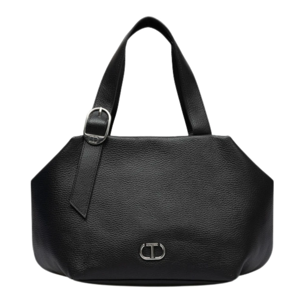 Twinset Zwarte tassen met ovaal metalen logo Black Dames