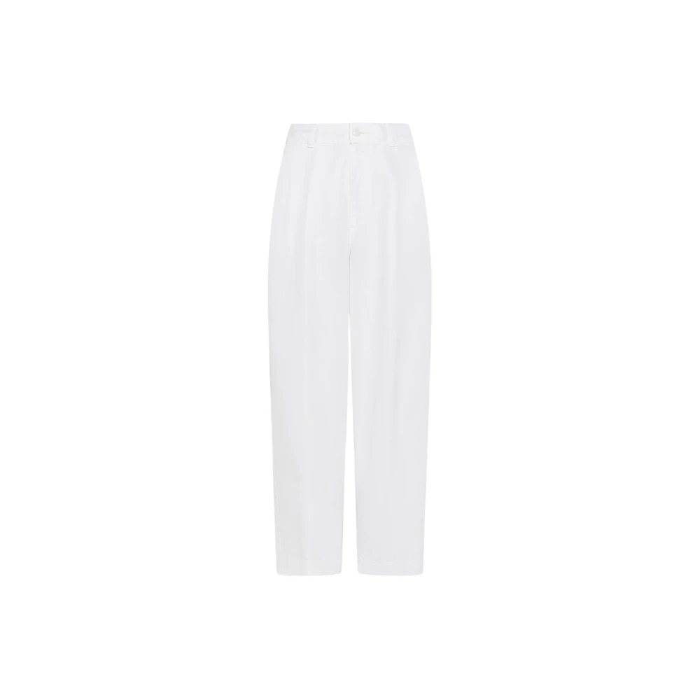Seventy White Cropped Trousers, Female, M, Pantalone In Misto Lino