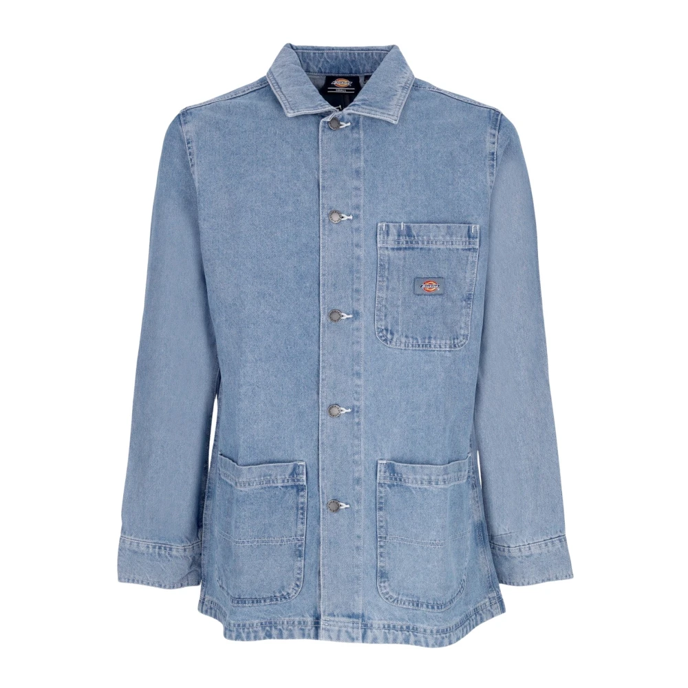 Dickies Denim Chore Coat med Krage och Knappar Blue, Dam