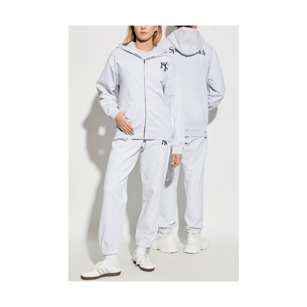 Sporty & Rich Sportieve Hoodie Logo Print Gray Dames