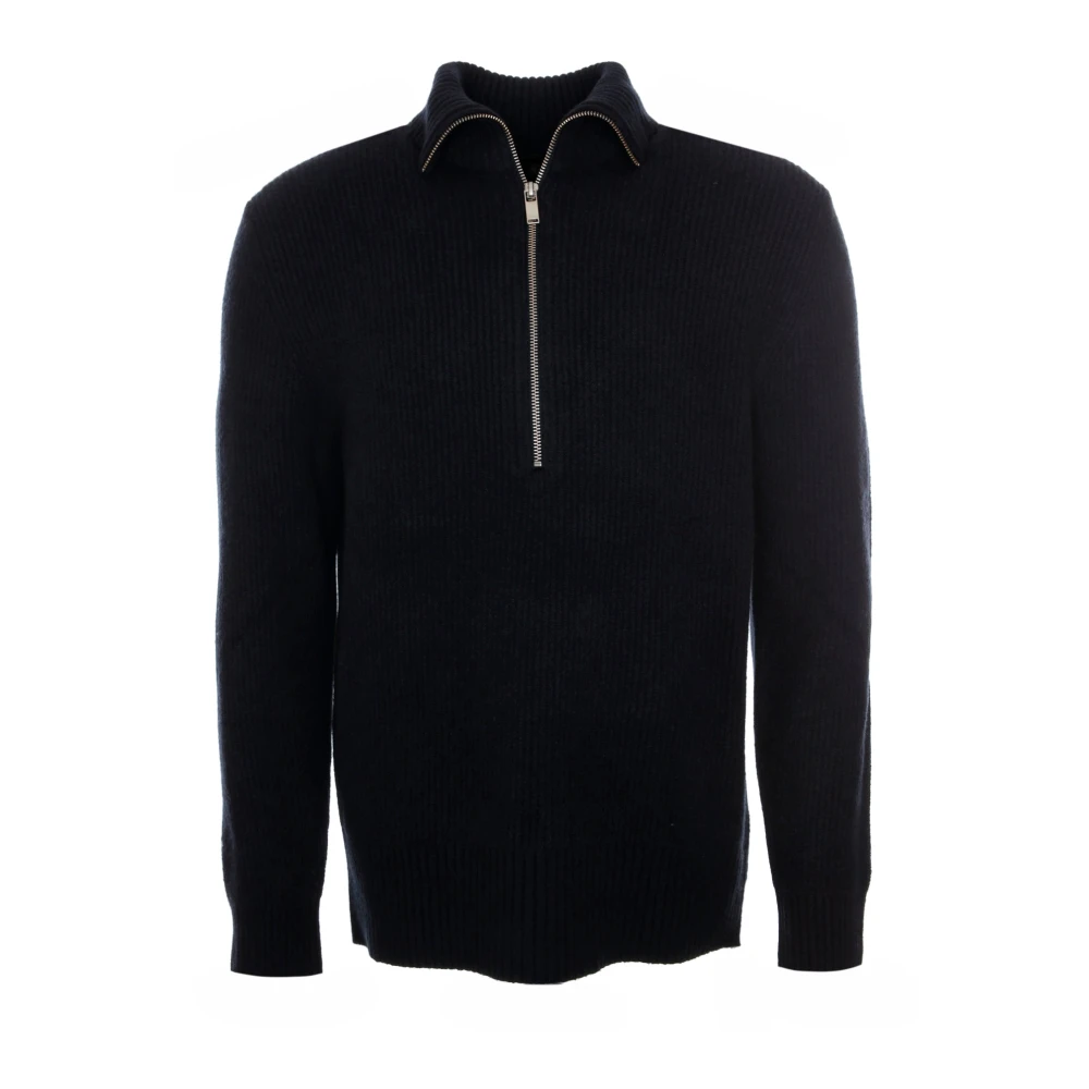 drykorn Geribbelde Half-Zip Trui Black Heren