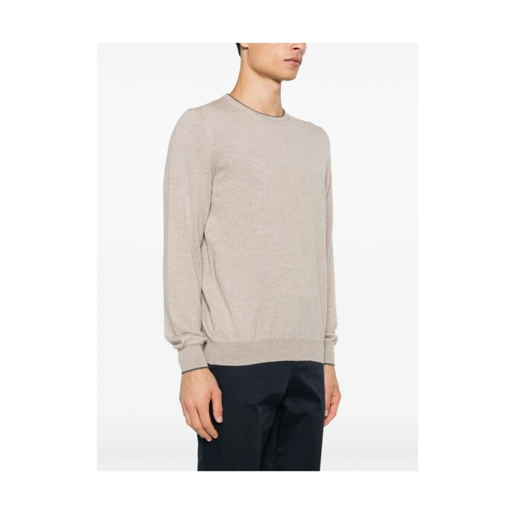 La Fileria Beige Wol Crew Neck Sweater Beige Heren