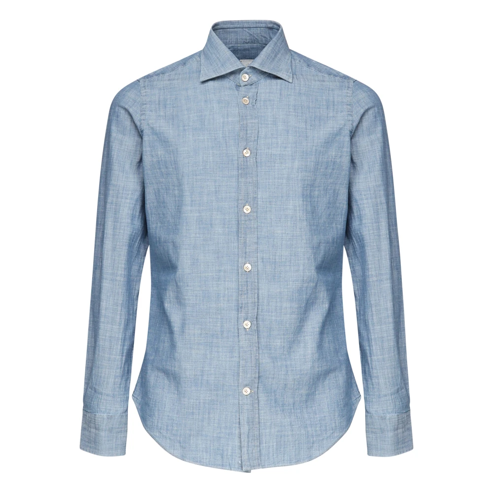 Eleventy Blauw Katoen Klassieke Kraag Shirt Blue Heren