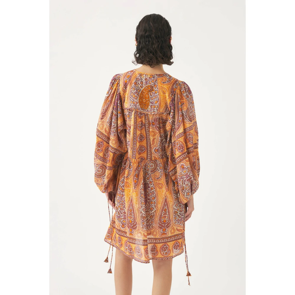 Antik batik Print mini jurk Tajar Orange Dames