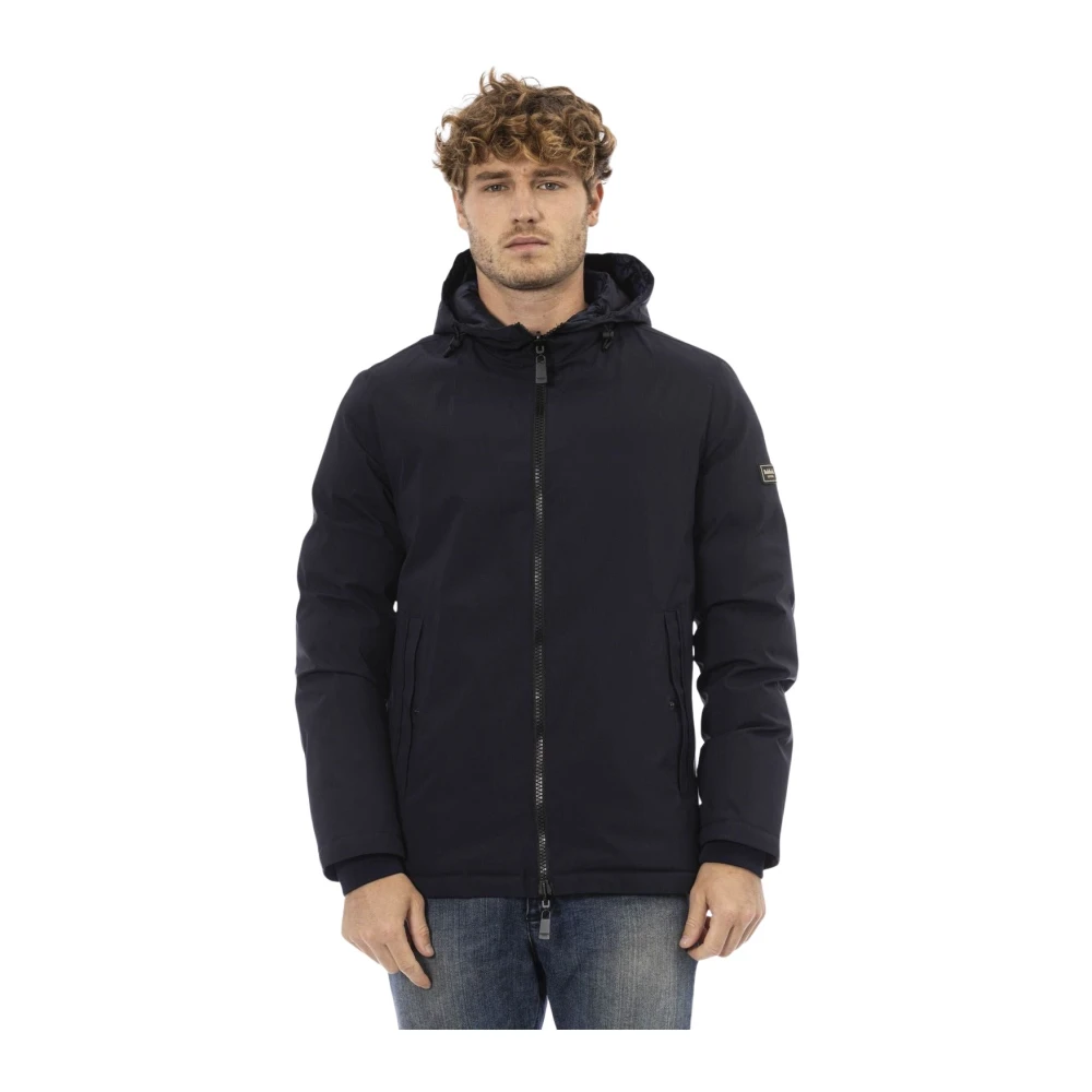 Baldinini Trendy Blauwe Jas met Gevlochten Zakken Black Heren