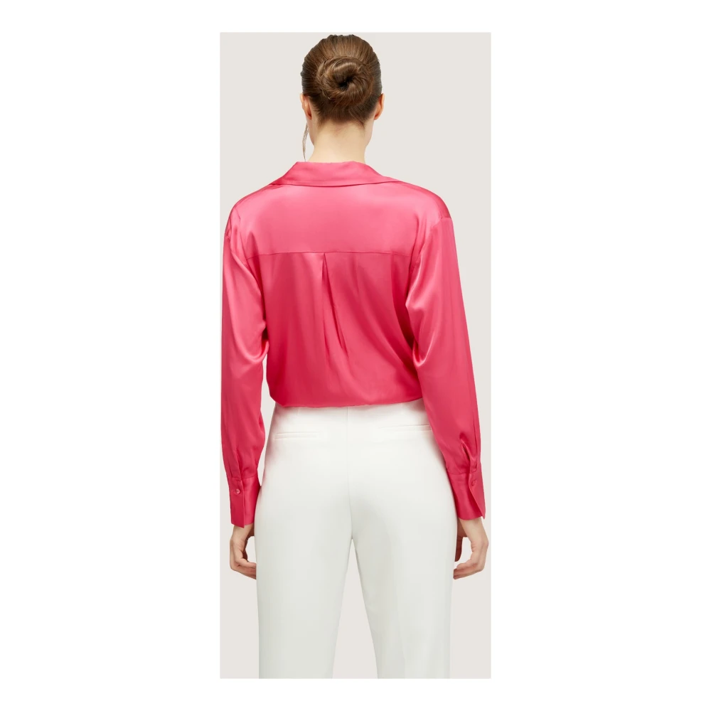 Motivi Stretch Satijnen Blouse Pink Dames
