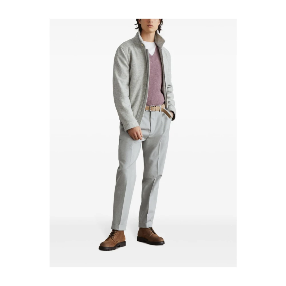 BRUNELLO CUCINELLI Rode Kasjmier V-Hals Trui Red Heren