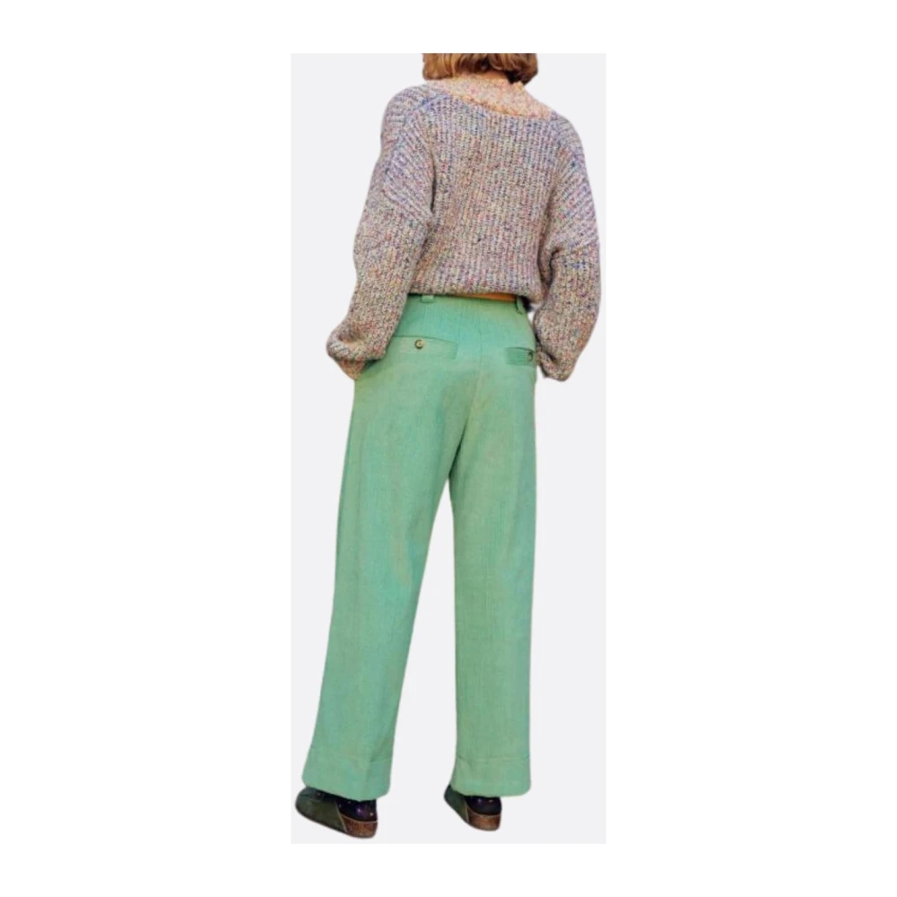 Momoni Velvet Straight-Leg Chinos Green Dames