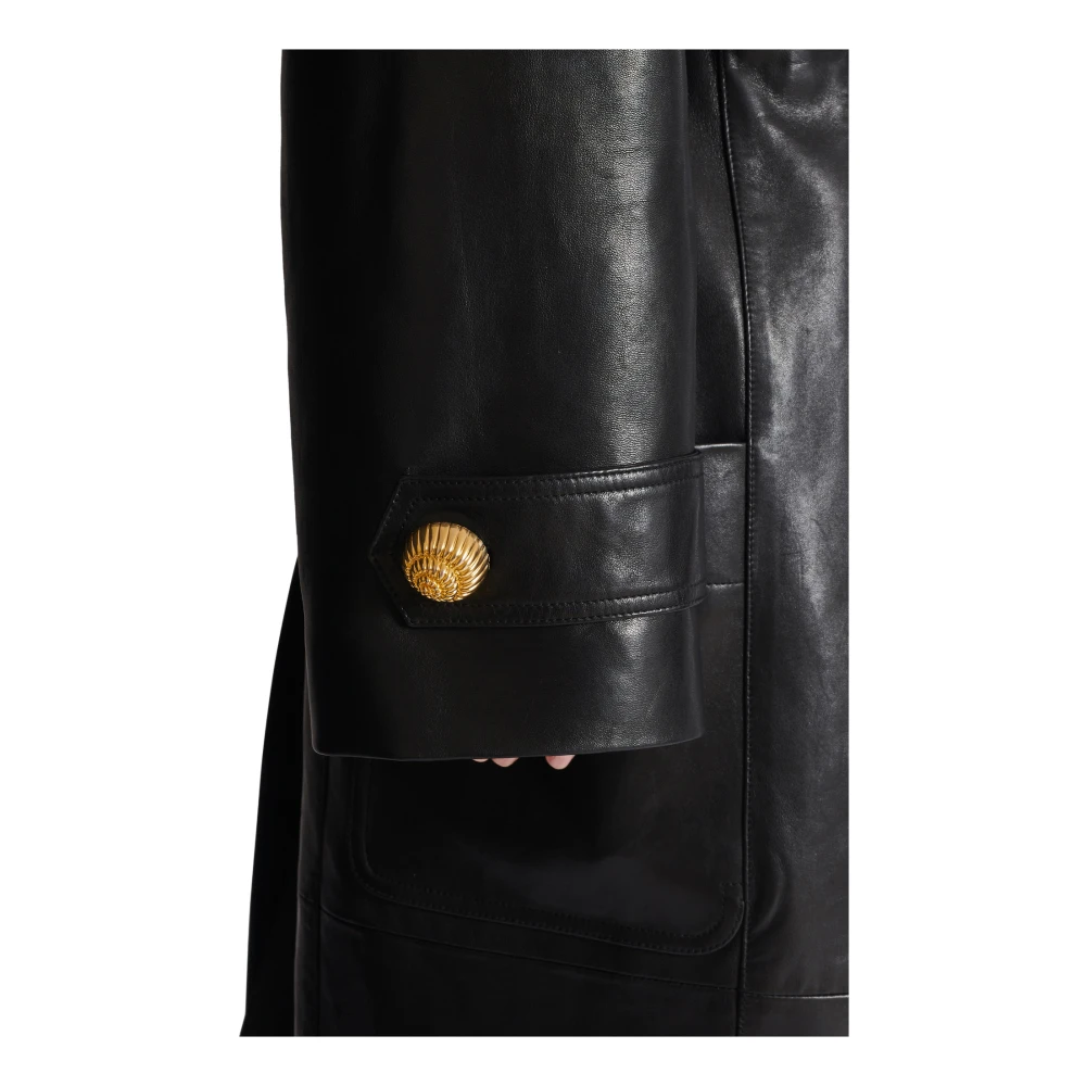 Balmain Getailleerde trenchcoat van lamsvacht Black Dames