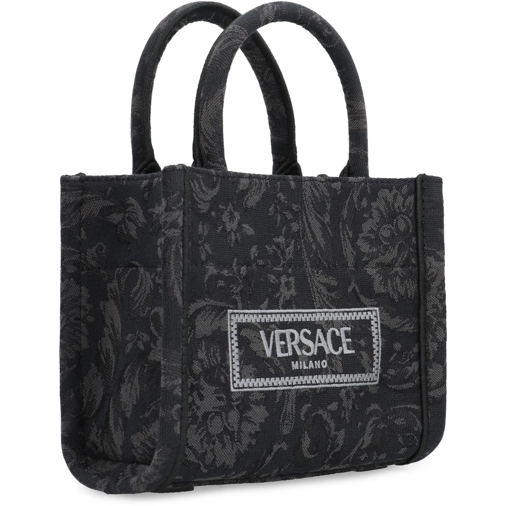 Versace Barocco Jacquard Mini Tote Tas Black Dames