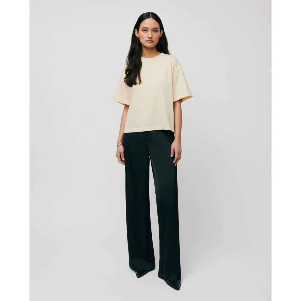 IVY OAK Boxy Katoenen T-shirt in Bleekgeel Yellow Dames
