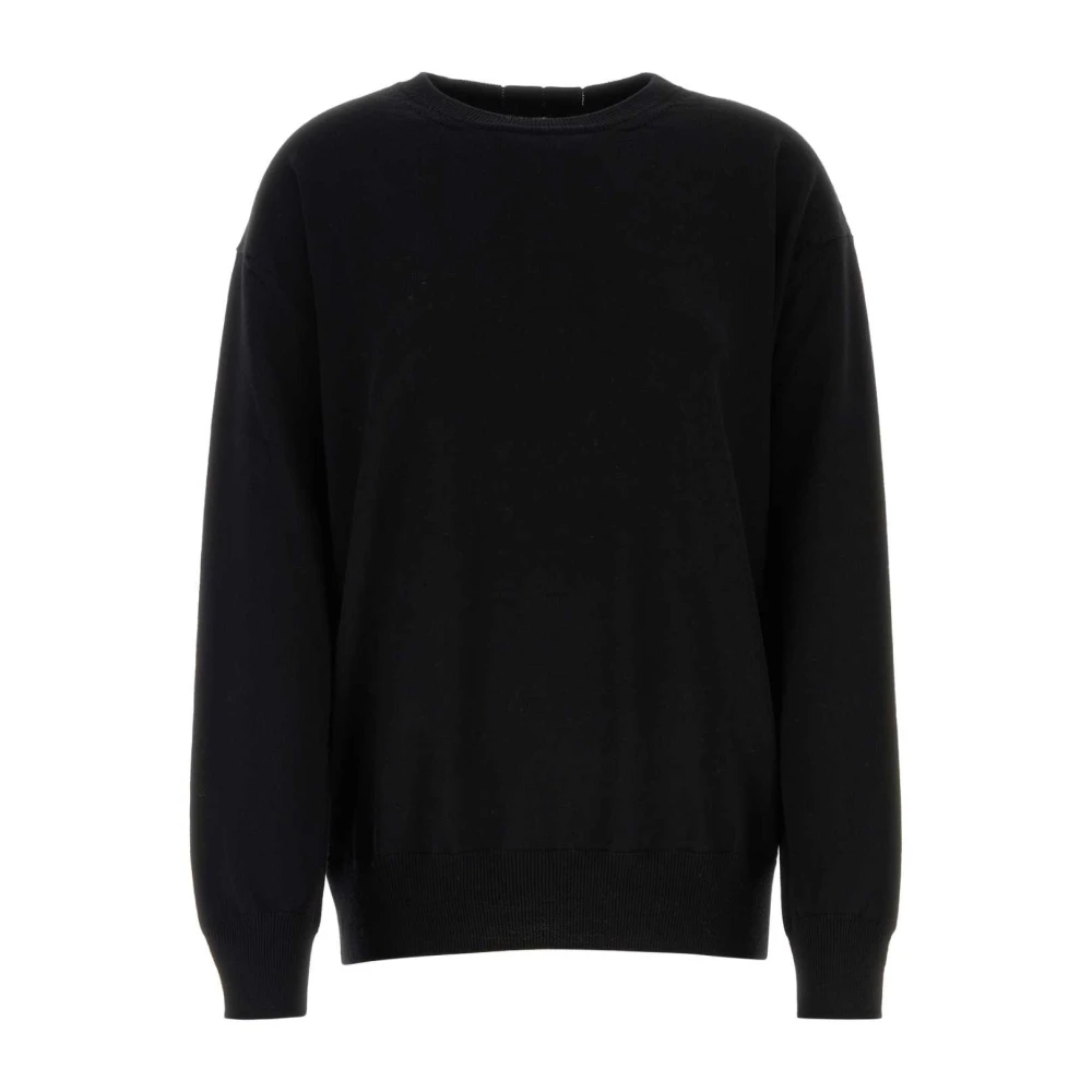 Jil Sander Oversize Zwarte Wollen Trui Black Dames