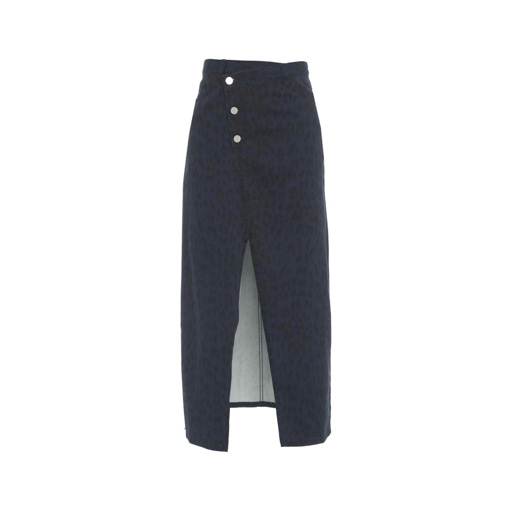 BAUM UND PFERDGARTEN Maxi Rok met Dierenprint en Split Blue Dames