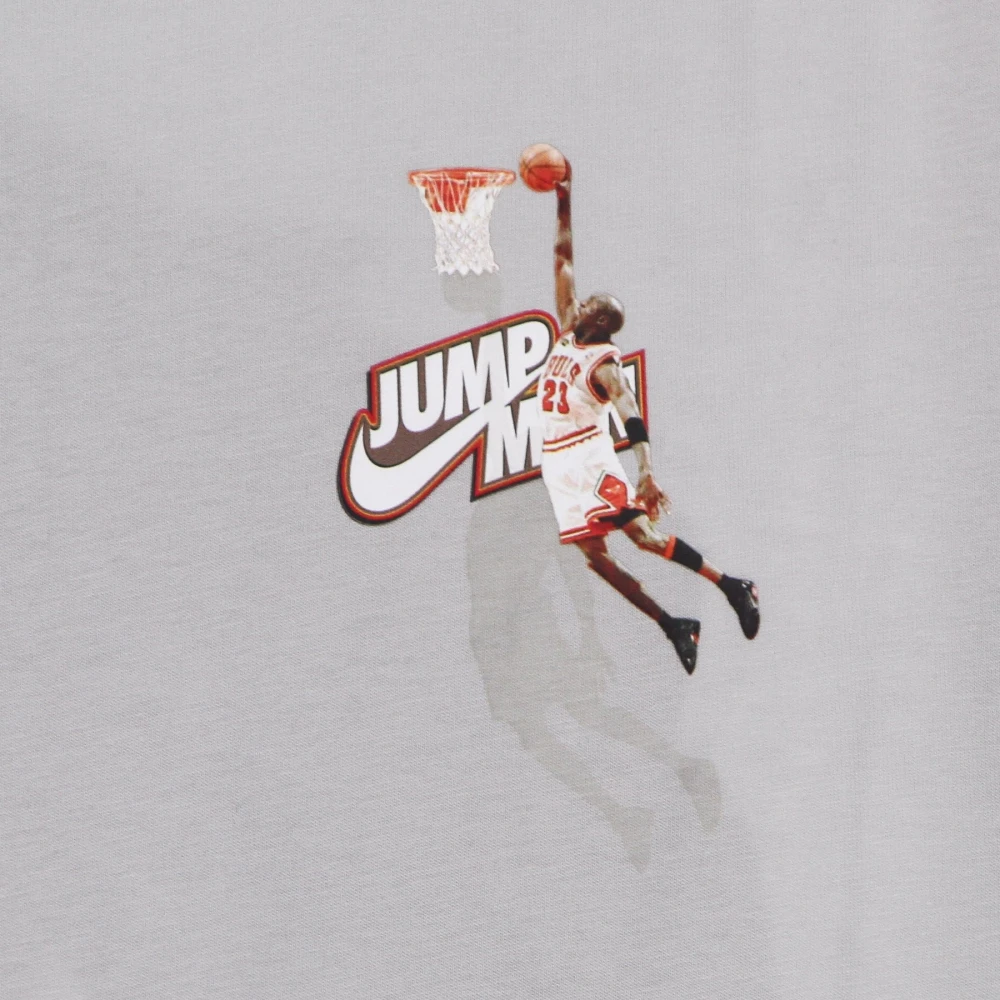 Jordan Lange Mouw Tee met Print Design Gray Heren