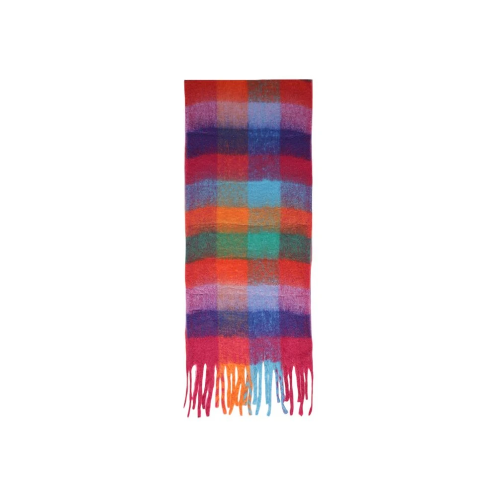 Pieces , Winter Scarves, Female, Multicolor, One Size, Orange Plaid Scarf For Fall/Winter - Image 3