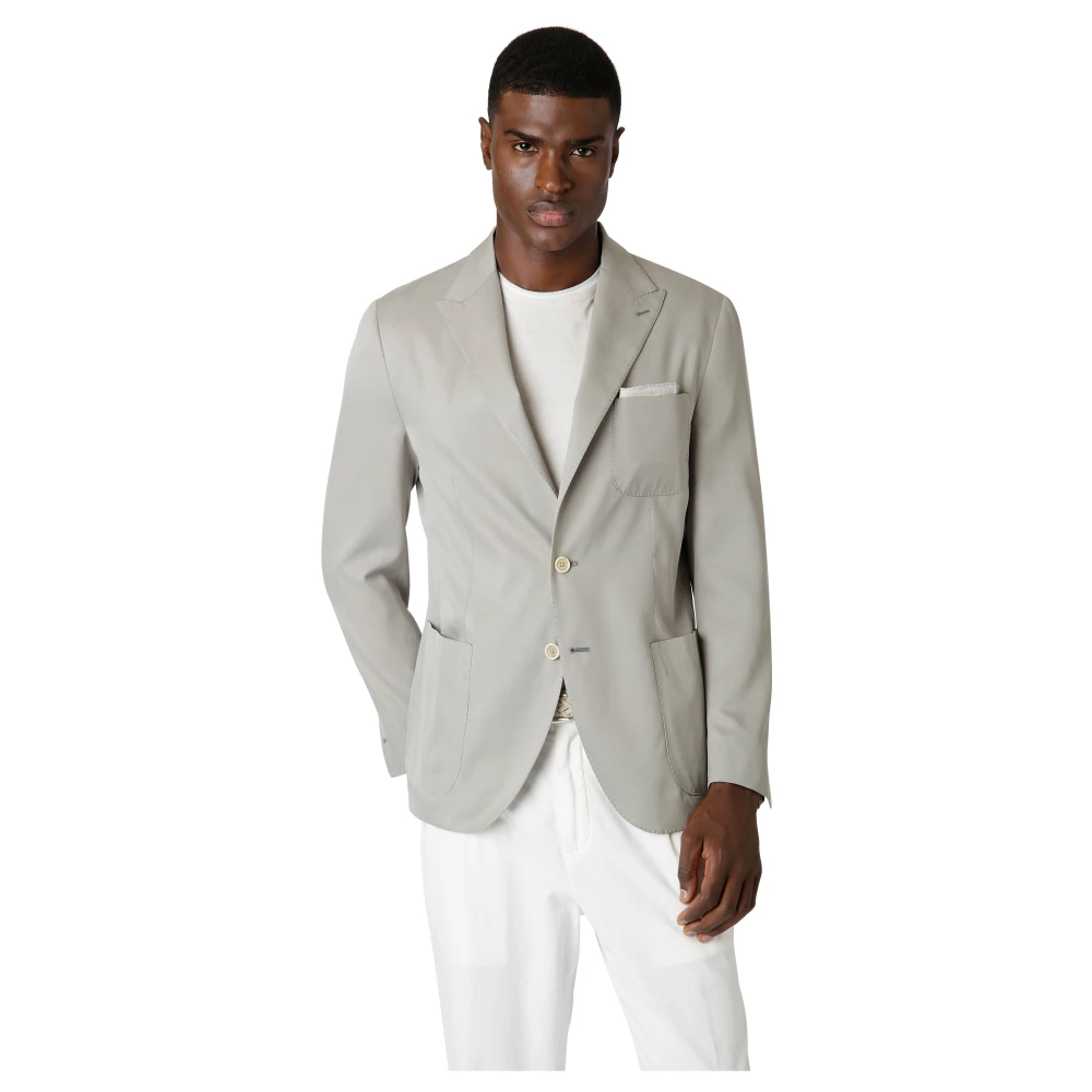 Eleventy Luxe zijden jasje met pieklapel Beige Heren