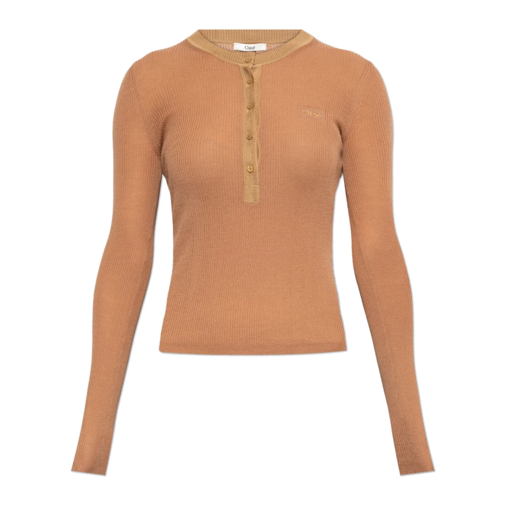 Chloé Wollen trui met logo Brown Dames