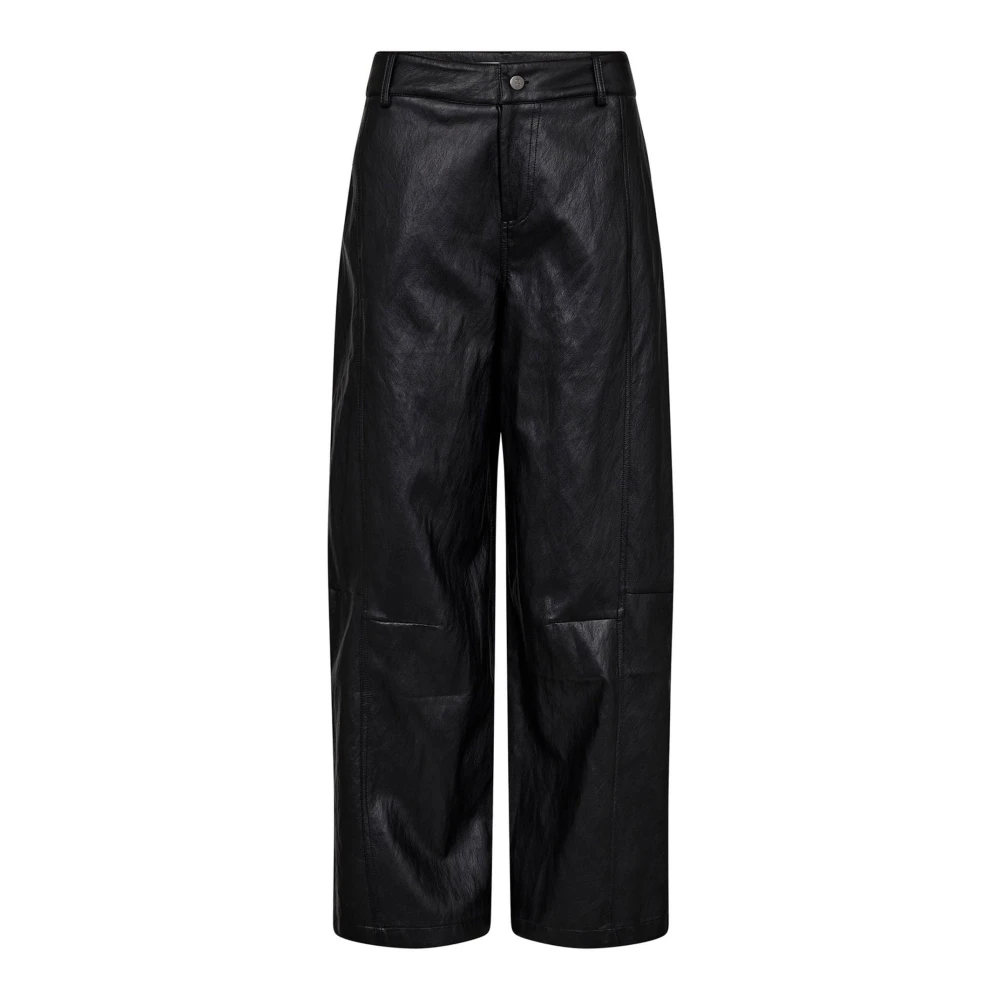 Co'couture Women's Black Wide Trousers, Xl, Leather Trousers
