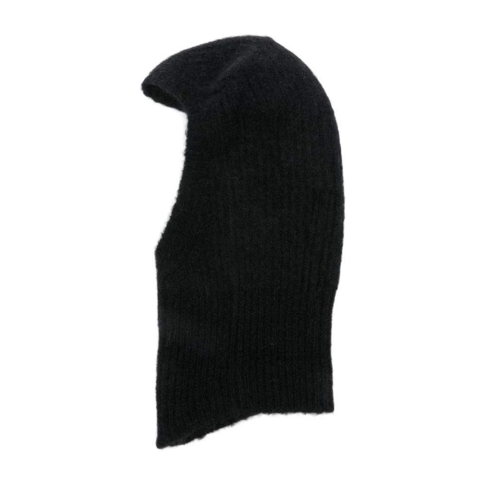 Rick Owens Zwarte Geribbelde Gebreide Beanie Muts Black Dames